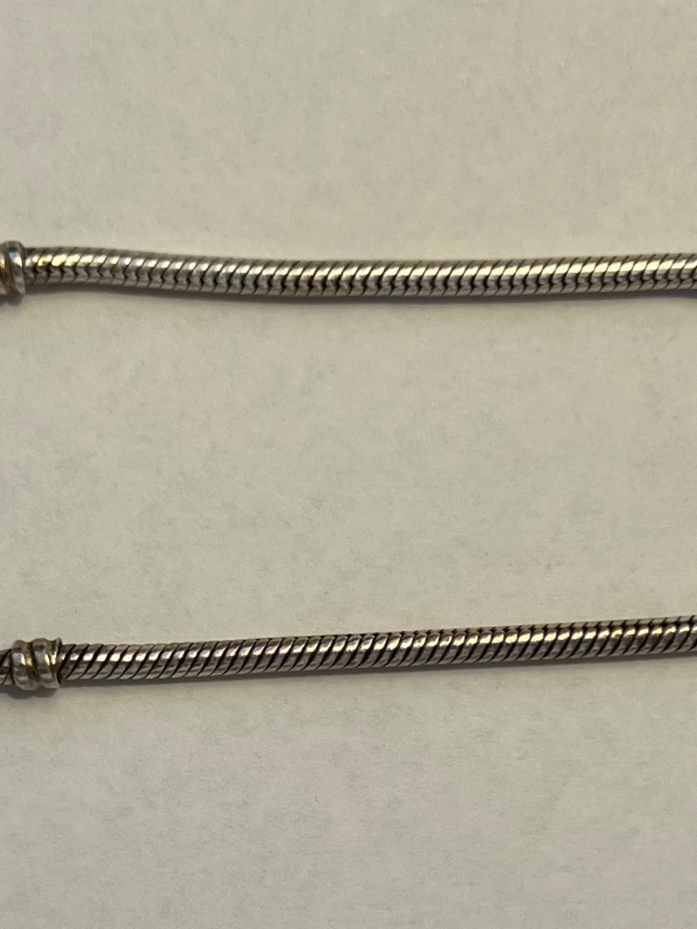 Pandora Silver Tone Snake Chain Bracelet with Logo End Caps - Picture 2 of 2